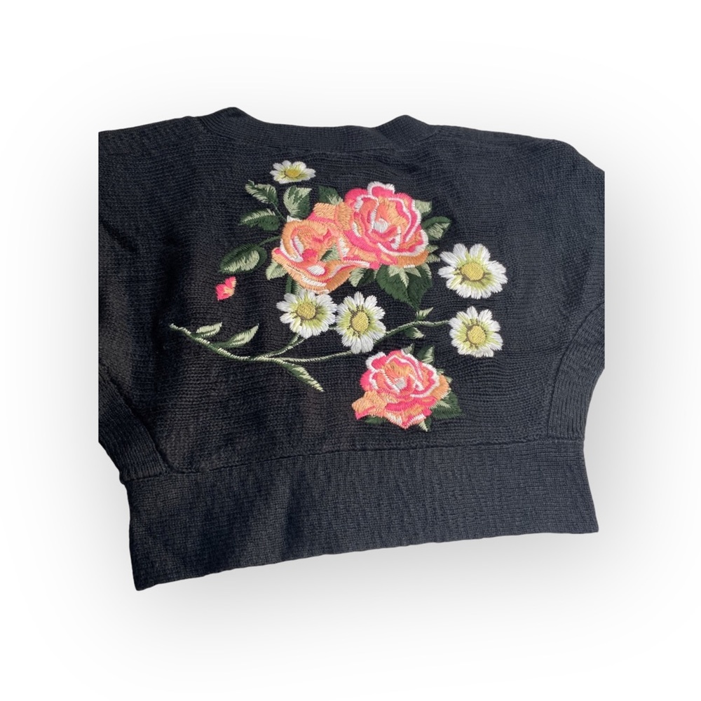 new Wildfox ❤︎ Secret Garden Floral Embroidered Knit Cardigan Sweater ❤︎ Black - Picture 6 of 16